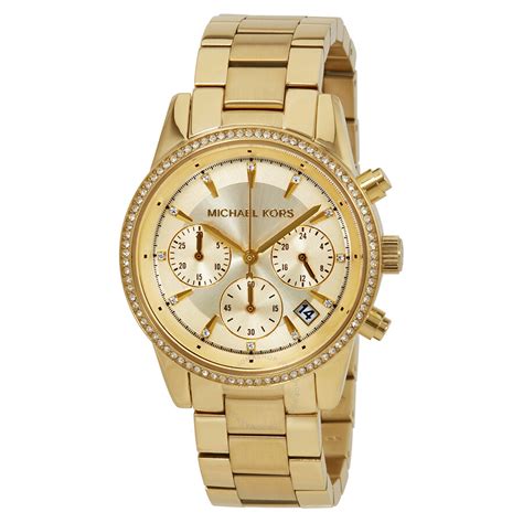 Michael Kors Ritz Chronograph Gold Dial Ladies .